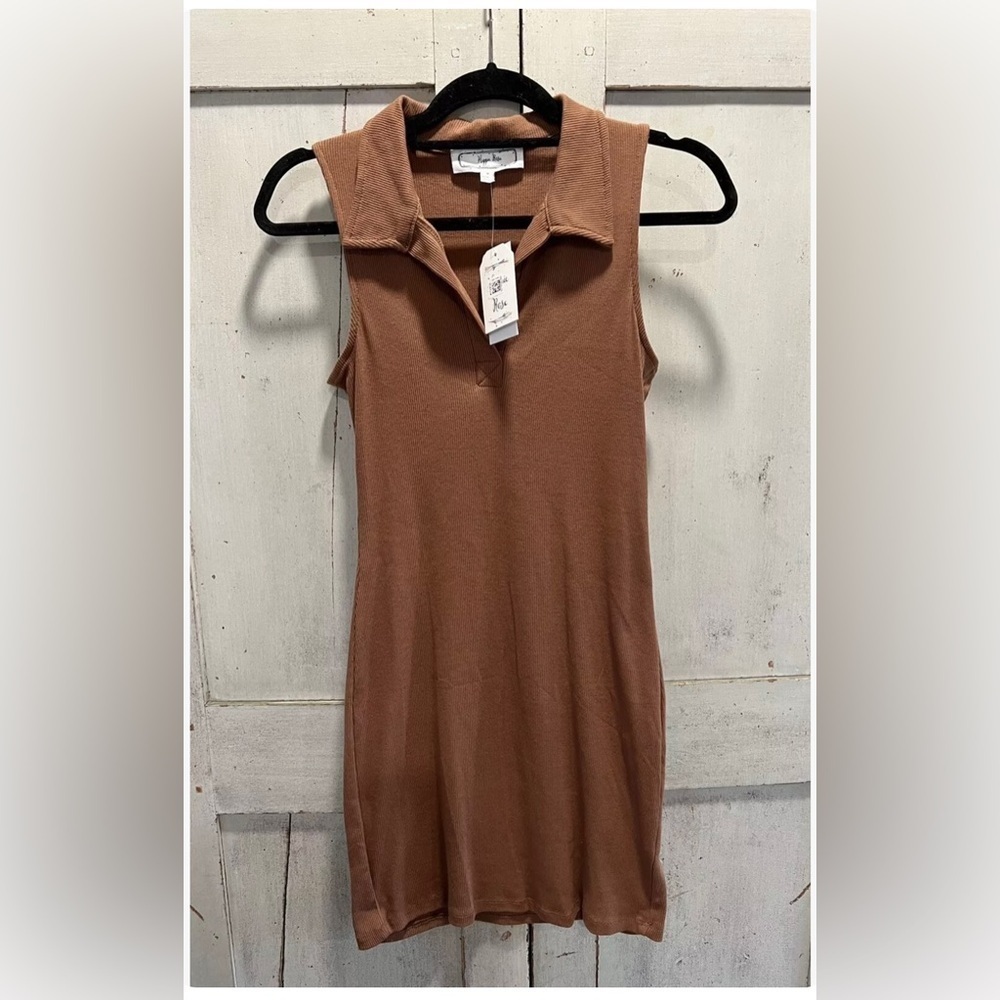 Hippie Rose NEW NWT Womens Sleeveless Brown Collared Dress Size: Medium